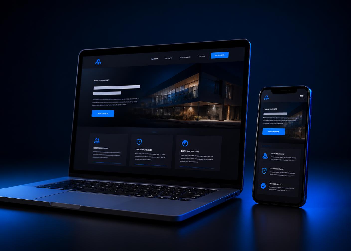 A small-business website shown on a laptop and a mobile phone